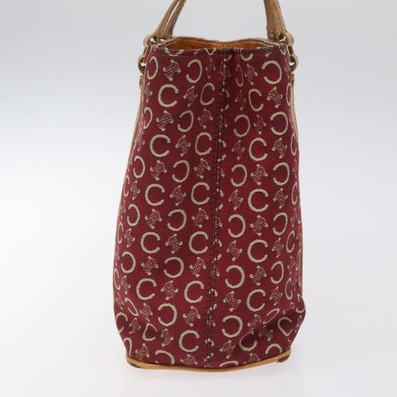 CELINE C Macadam Canvas Hand Bag Red Gold - Picture 5 of 13